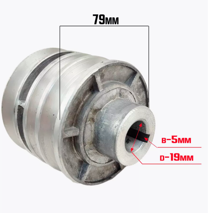 Шкив ведущий Каскад 3-х руч./алюм, 19мм. (имп. двиг.) (завод Калуга)