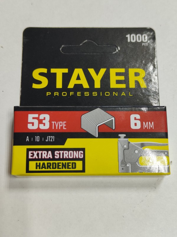 STAYER 6 мм скобы для степлера узкие тип 53, 1000 шт