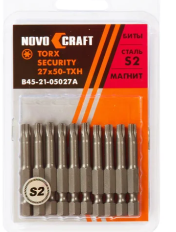 Биты Torx SECURITY TH 15 X 50 S2. 1 шт NovoCRAFT