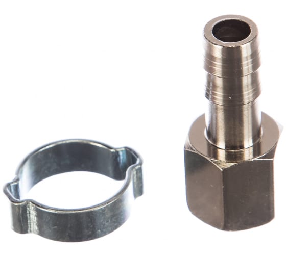 Переходник 1/4"F на елочку 10мм с обжимным кольцом 10x15мм FUBAG
