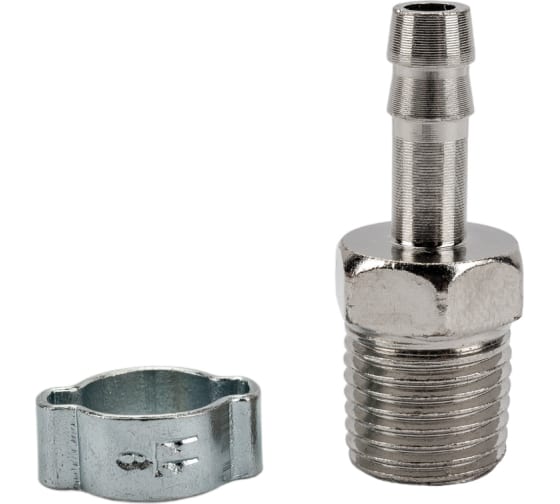 Переходник 1/4"M на елочку 6мм с обжимным кольцом 6x11мм FUBAG