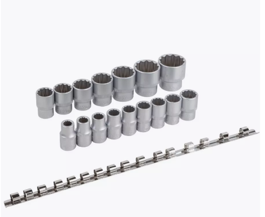 Набор головок 16 пр: 1/2 inch, 12 гр, 10-32 мм, на планке