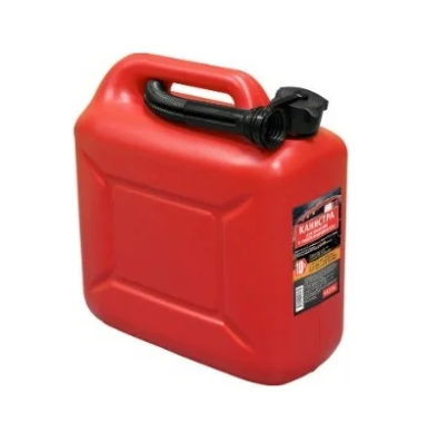 Канистра 10л для топлива REZOIL (Красная, с крышкой и лейкой)