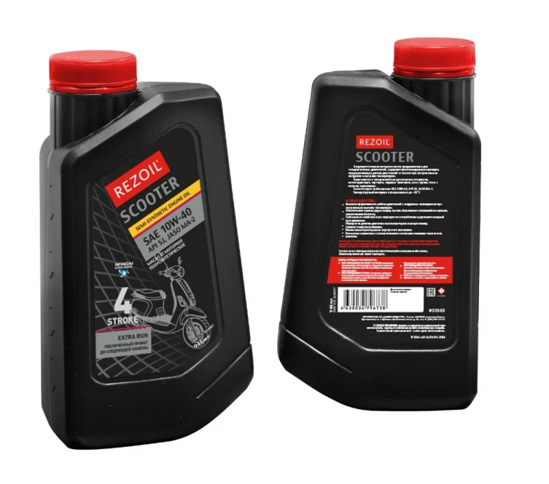 Масло REZOIL SCOOTER 4-т. п/синт. SAE 10W-40 JASO-MA2, 0,946 л (12шт/кор)