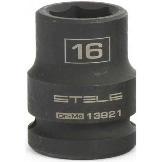 Головка ударная шестигранная, 16 мм, 1/2", CrMo// Stels