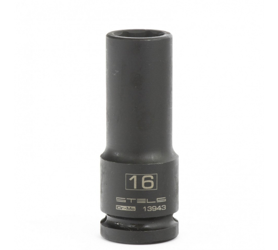 Головка ударная удлиненная шестигранная, 16 мм, 1/2", CrMo// Stels