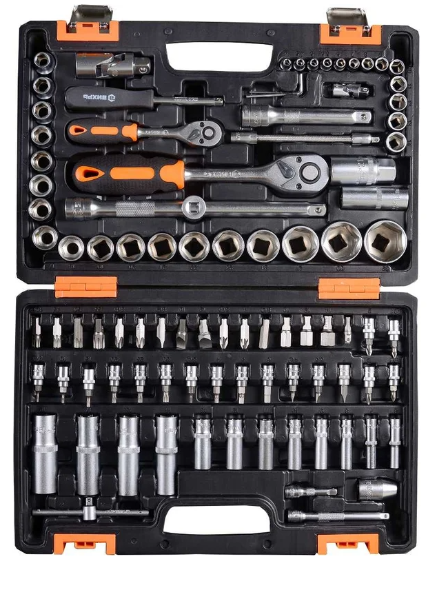 Набор инструментов, 1/2" , 1/4" , CrV, пластиковый кейс 94 предм Вихрь
