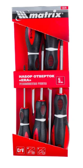 Набор отверток "Era", 5 шт., PH + SL, CrV, 3к рукоятка// Matrix