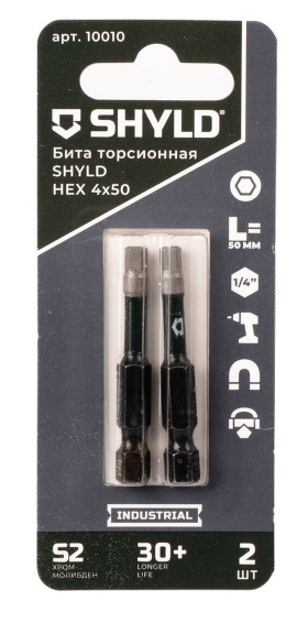 Бита SHYLD торсионная HEX 4х50 (2шт.)(10010)