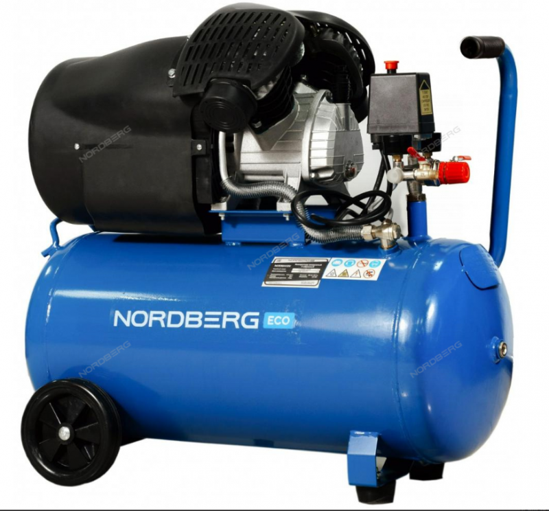 Компрессор поршневой NORDBERG NCE50/410V ,V-образный 220 В, ресивер 50 л, 410 л/мин