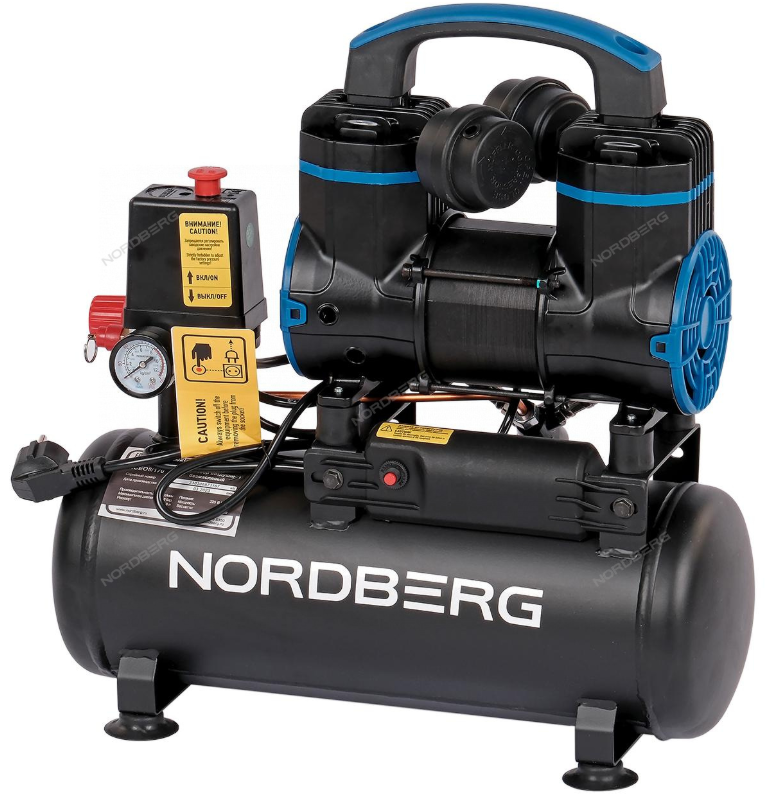 Компрессор безмасляный NORDBERG NCEO8/170, 220 В, ресивер 8 л, 170 л/мин