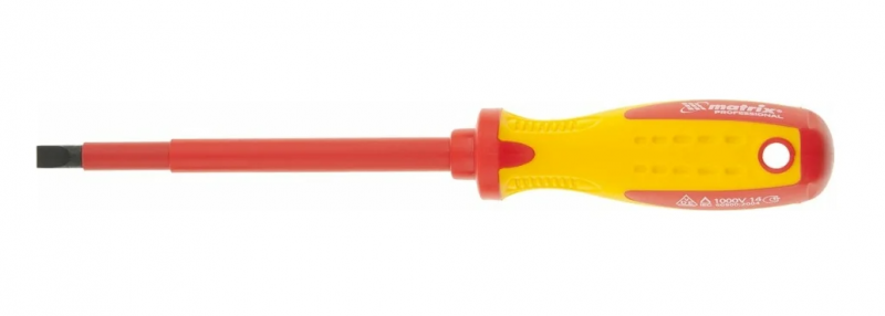 Отвертка Insulated, SL5,5 x 125 мм, CrMo, до 1000 В, двухкомп. рукоятка// Matrix