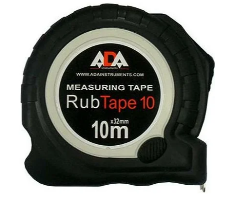 Рулетка ударопрочная ADA RubTape 10 с полимерным покрытием ленты (сталь, с двумя СТОПами, 10 м)