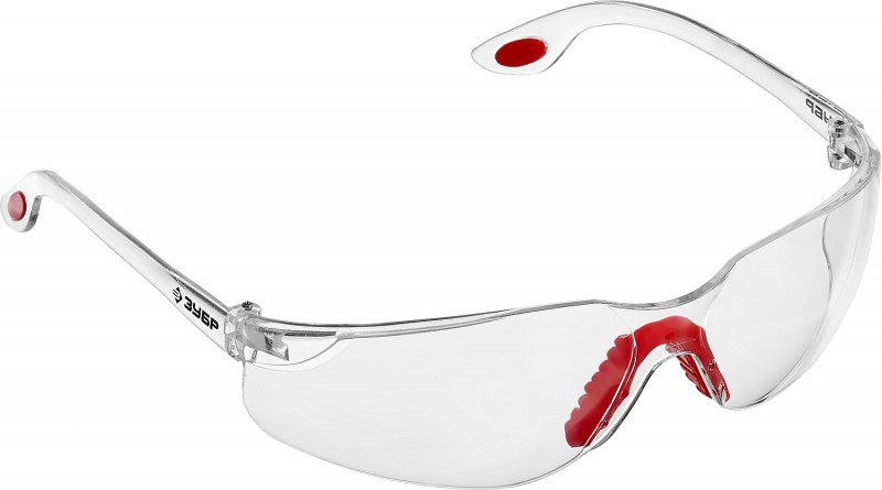 ЗУБР Спектр 3 Прозрачные, очки защитные открытого типа, двухкомпонентные дужки.