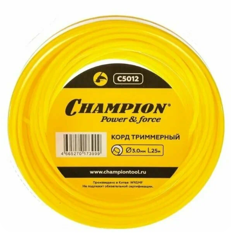 Леска CHAMPION круглая 3,0мм х 25м (С5012)